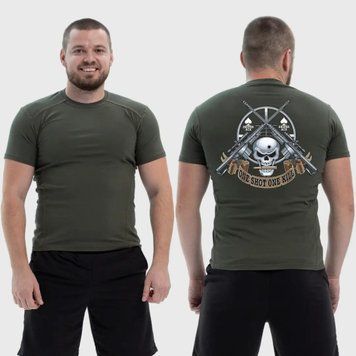 Чоловіча тактична футболка з принтом Sunset Goons one shot one kill череп снайперські гвинтівки, Хакі 4072081 фото