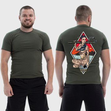 Чоловіча тактична футболка з принтом Sunset Goons дівчина мінометниця, Хакі 4071701 фото