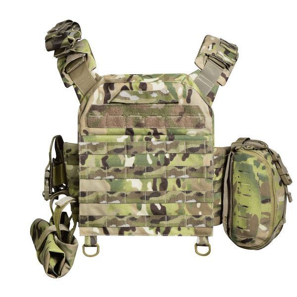 Бронежилет з підсумками 3&ndash;го класу MPS warrior pack + Бронеплити + балістичні пакети захист боків та паху 1 клас ДСТУ. Колір Мультикам 4324 фото