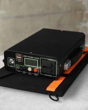 Портативна зарядна станція 300W 220V/2xUSB із сонячною панеллю 45W EP-3018 75329007 фото