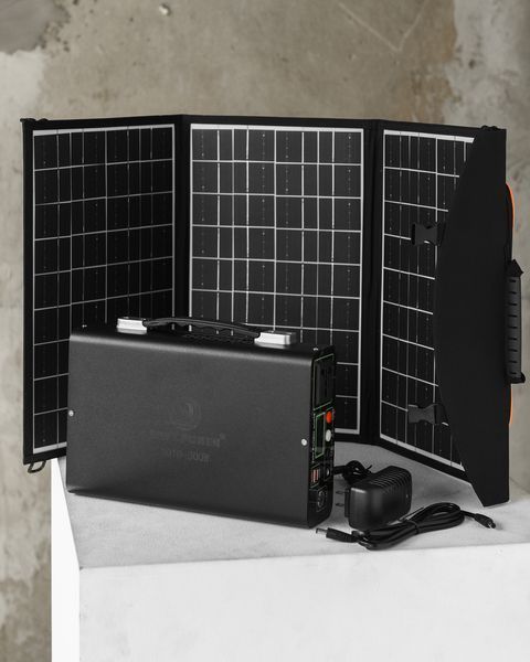 Портативна зарядна станція 300W 220V/2xUSB із сонячною панеллю 45W EP-3018 75329007 фото