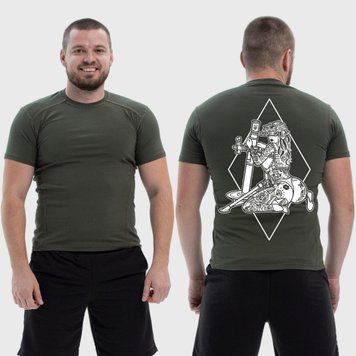 Чоловіча тактична футболка з принтом Дівчина з мінометом ромб Sunset Goons, Хакі 4071403 фото