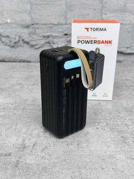 Потужний переносний Power Bank 60000 mAh Torima TRM-007 чорний Повербанк Реальна ємність 92173697 фото