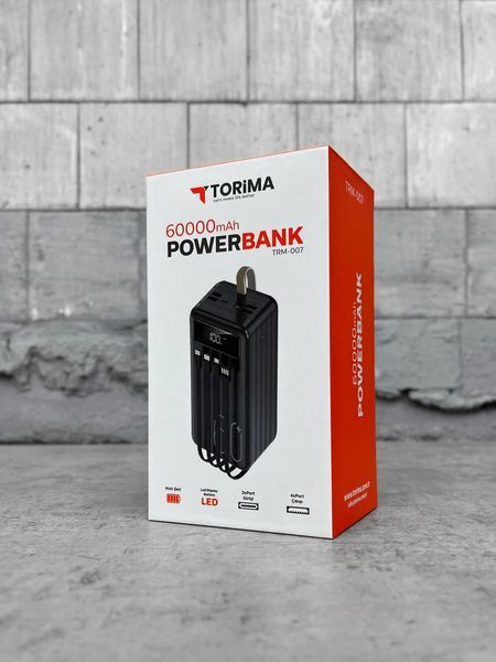 Потужний переносний Power Bank 60000 mAh Torima TRM-007 чорний Повербанк Реальна ємність 92173697 фото