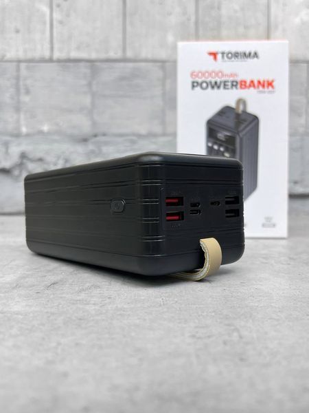 Потужний переносний Power Bank 60000 mAh Torima TRM-007 чорний Повербанк Реальна ємність 92173697 фото