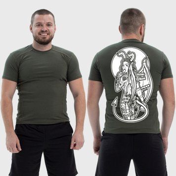 Чоловіча тактична футболка з принтом Sunset Goons дівчина демон з хвостом, Хакі 4071436 фото
