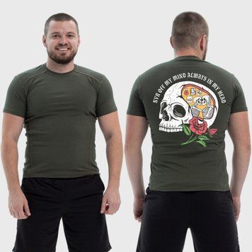 Чоловіча тактична футболка з принтом Sunset Goons череп в думках і в серці, Хакі 4071685 фото