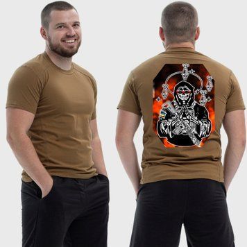 Чоловіча тактична футболка з принтом Sunset Goons віра у вдачу вогонь скелет міни, Койот 4071782 фото
