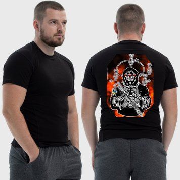 Чоловіча тактична футболка з принтом Sunset Goons віра у вдачу вогонь скелет міни, Чорний 4071780 фото