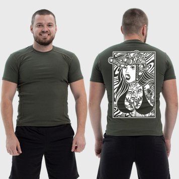 Чоловіча тактична футболка з принтом Sunset Goons дівчина язик тату, Хакі 4071433 фото