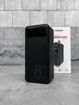 Потужний переносний Power Bank 60000 mAh Torima TRM-007 чорний Повербанк Реальна ємність 72425678 фото