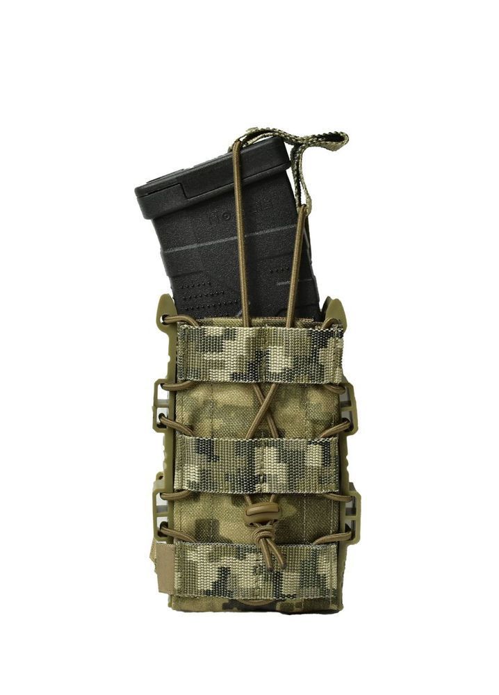 Одинарний відкритий пластиковий підсумок для магазинів Bronya Kyiv Rapid. Cordura 1000. Колір Піксель (mm14) 137 фото