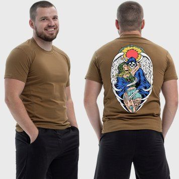 Чоловіча тактична футболка з принтом Sunset Goons дівчина та скелет янгол, Койот 4071761 фото