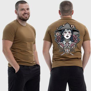 Чоловіча тактична футболка з принтом Sunset Goons дівчина самурай, Койот 4071725 фото