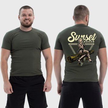 Чоловіча тактична футболка з принтом Sunset Goons дівчина, Хакі 4071704 фото