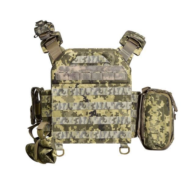 Бронежилет з підсумками 6&ndash;го класу MPS warrior pack + Бронеплити + балістичні пакети захист боків та паху 1 клас ДСТУ. Колір Піксель 4336 фото