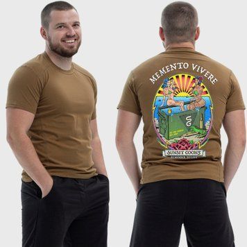 Чоловіча тактична футболка з принтом Sunset Goons дівчата ящик снарядів пляж сонце, Койот 4071789 фото