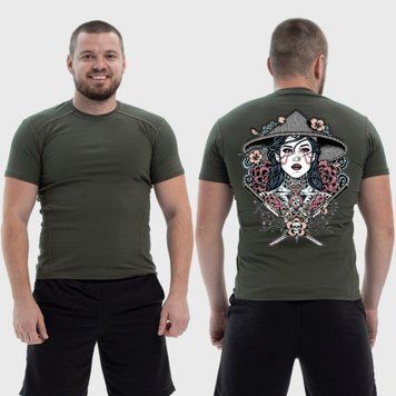 Чоловіча тактична футболка з принтом Sunset Goons дівчина самурай, Хакі 4071724 фото