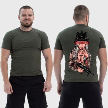 Чоловіча тактична футболка з принтом Sunset Goons дівчина п'ятниця, Хакі 4071689 фото