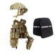 Комплект: шолом Fast Helmet NIJ IIIA + наушники Walkers Razor Slim с чебурашкой + кавер Мультикам Плитоноска М7 (Мультикам) +7 підсумків Керамічні плити 6-го класу захисту 54312354 фото 1